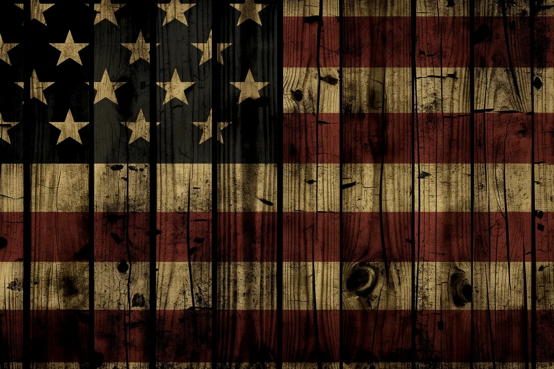 American Flag painted on wooden pallet.