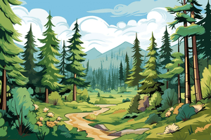 An illustration of a forest in the Rocky Mountains of Colorado.